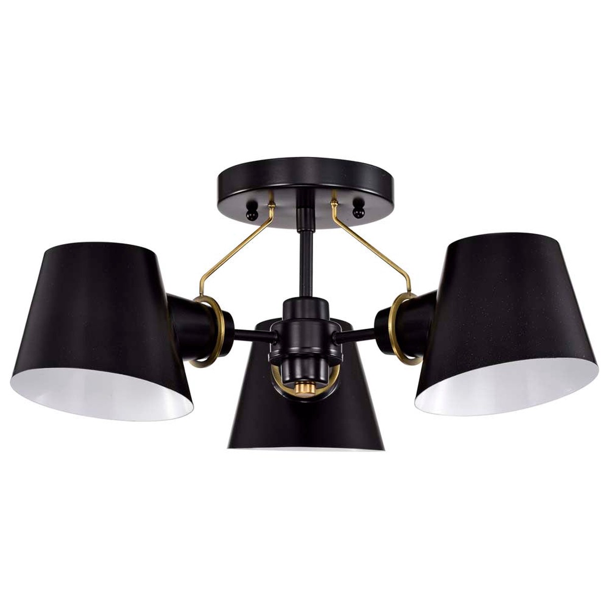 Baxter 3-Light Semi-Flush Black with Burnished Brass