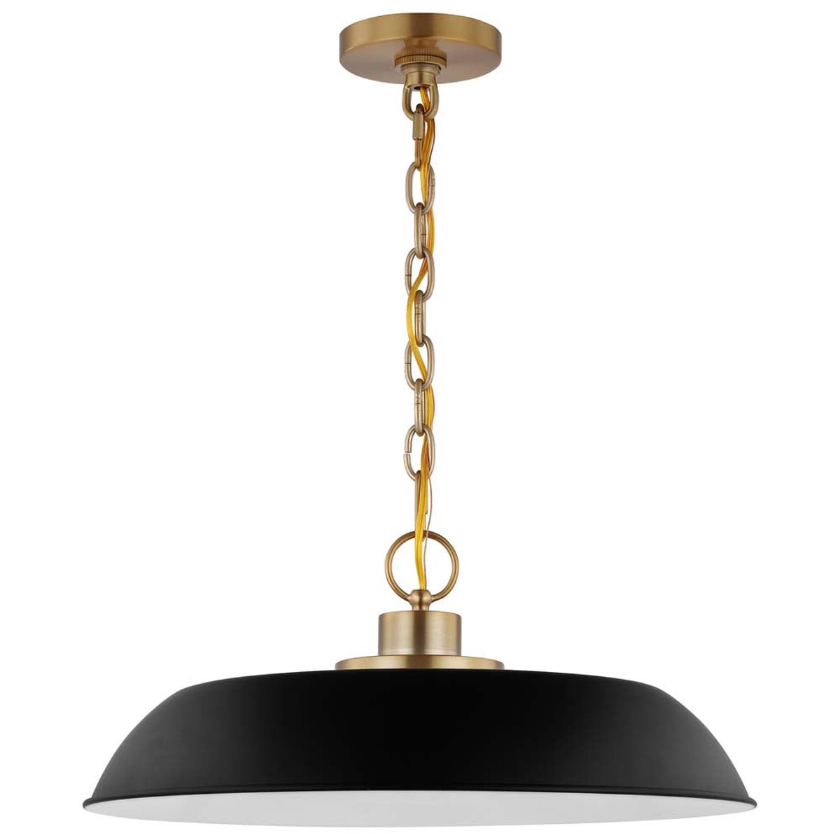 Colony 1-Light Medium Pendant Matte Black with Burnished Brass