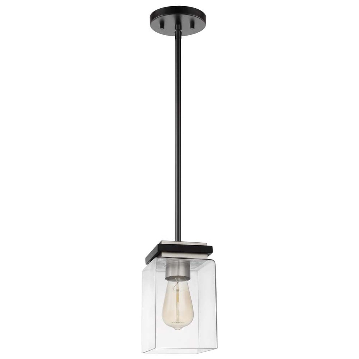 Crossroads 1-Light Mini Pendant Matte Black with Clear Glass