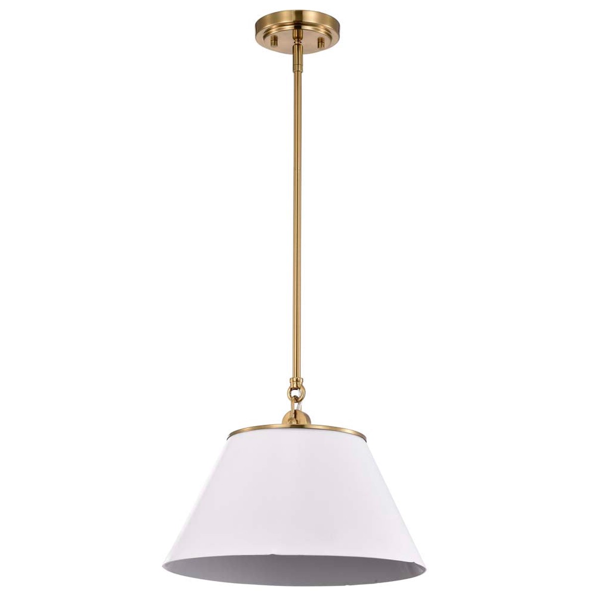 Dover 1-Light Medium Pendant White with Vintage Brass