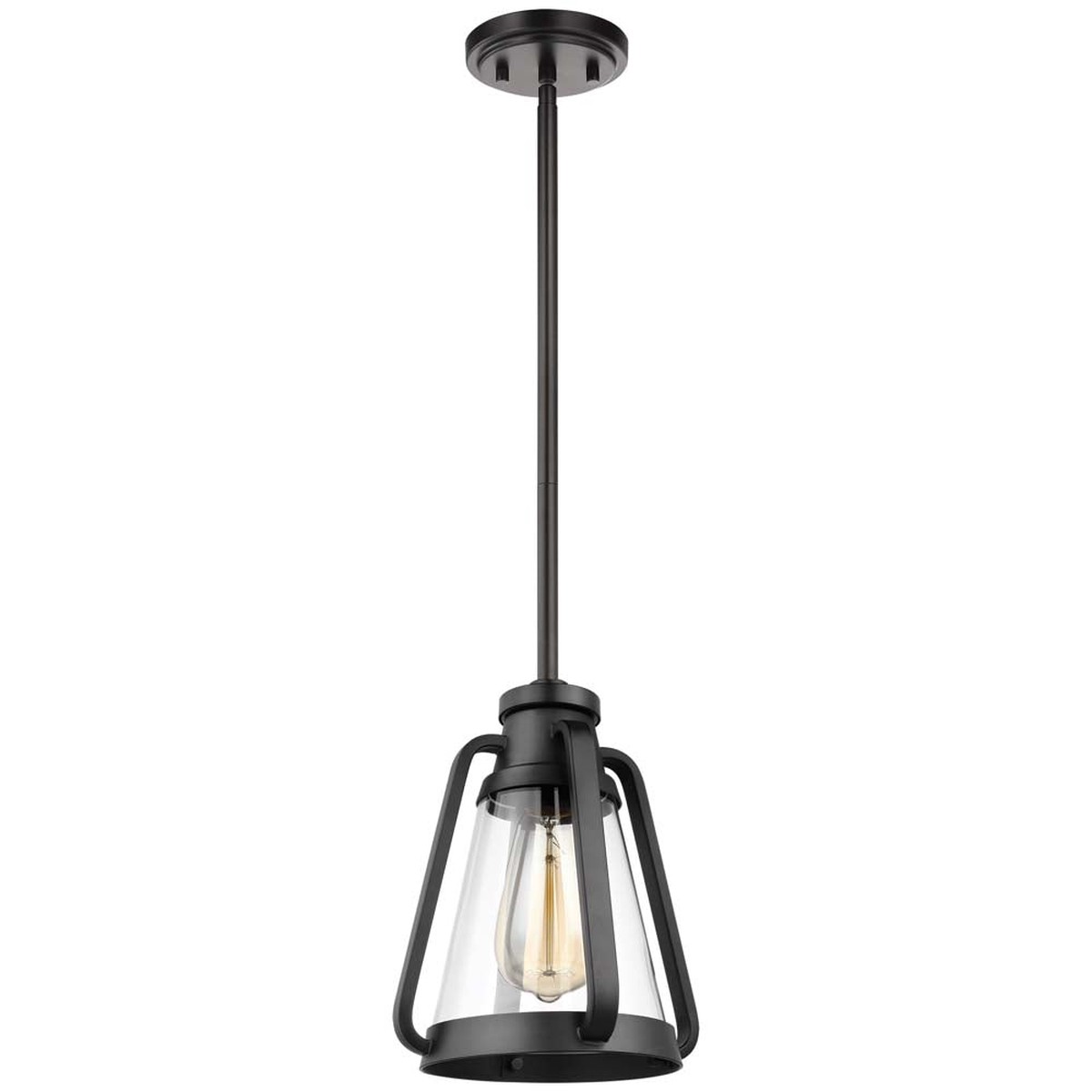 Everett 7-in Mini Pendant Matte Black Finish with Clear Glass