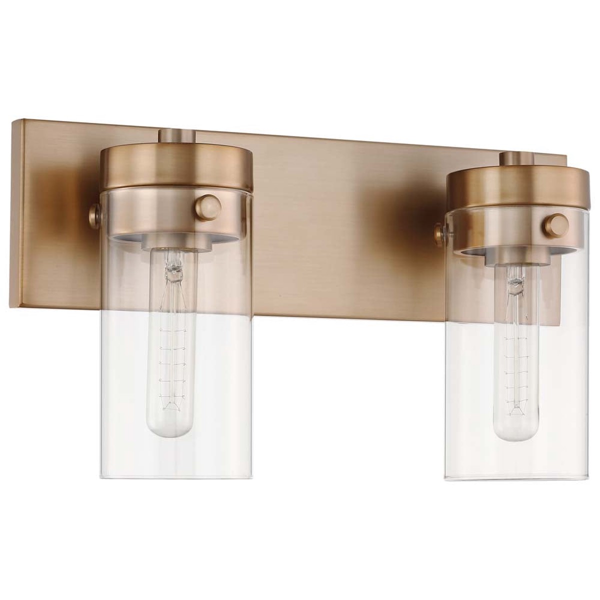 Intersection 2-Light Vanity Burnished Brass with Clear Glass