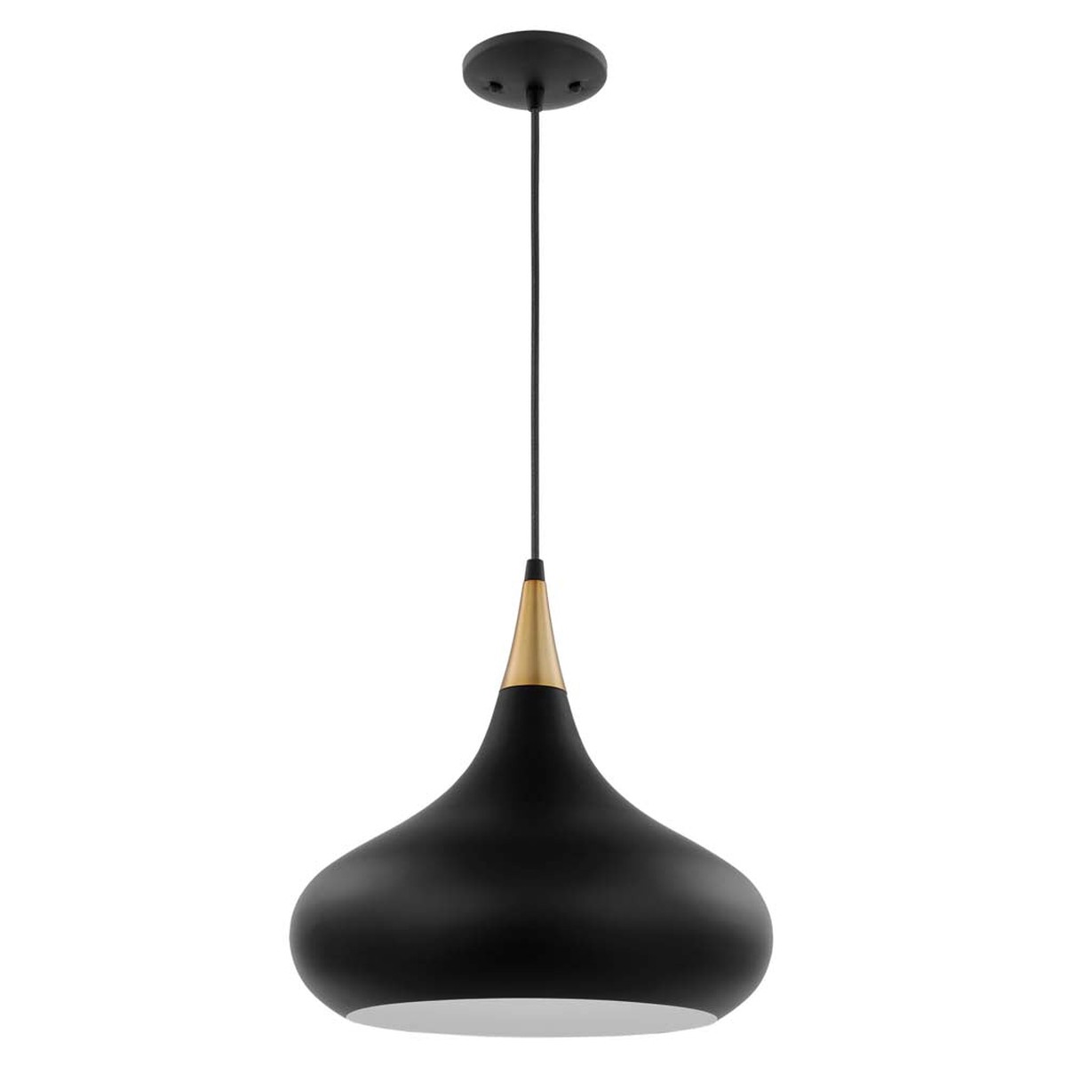 Phoenix 1-Light Medium Pendant Matte Black with Polished Nickel