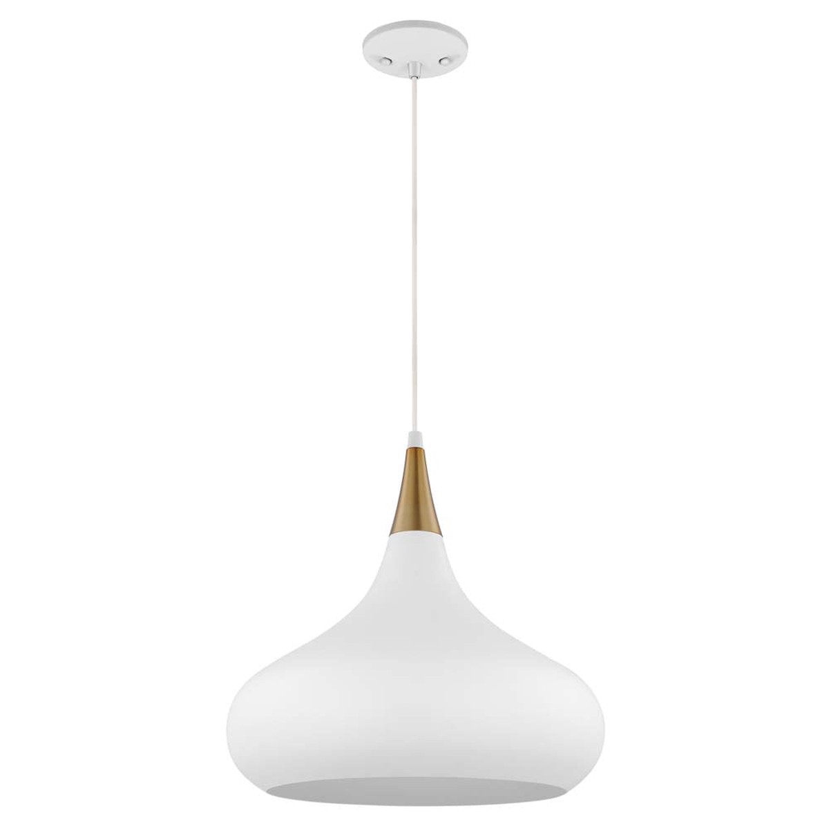 Phoenix 1-Light Medium Pendant Matte White with Burnished Brass