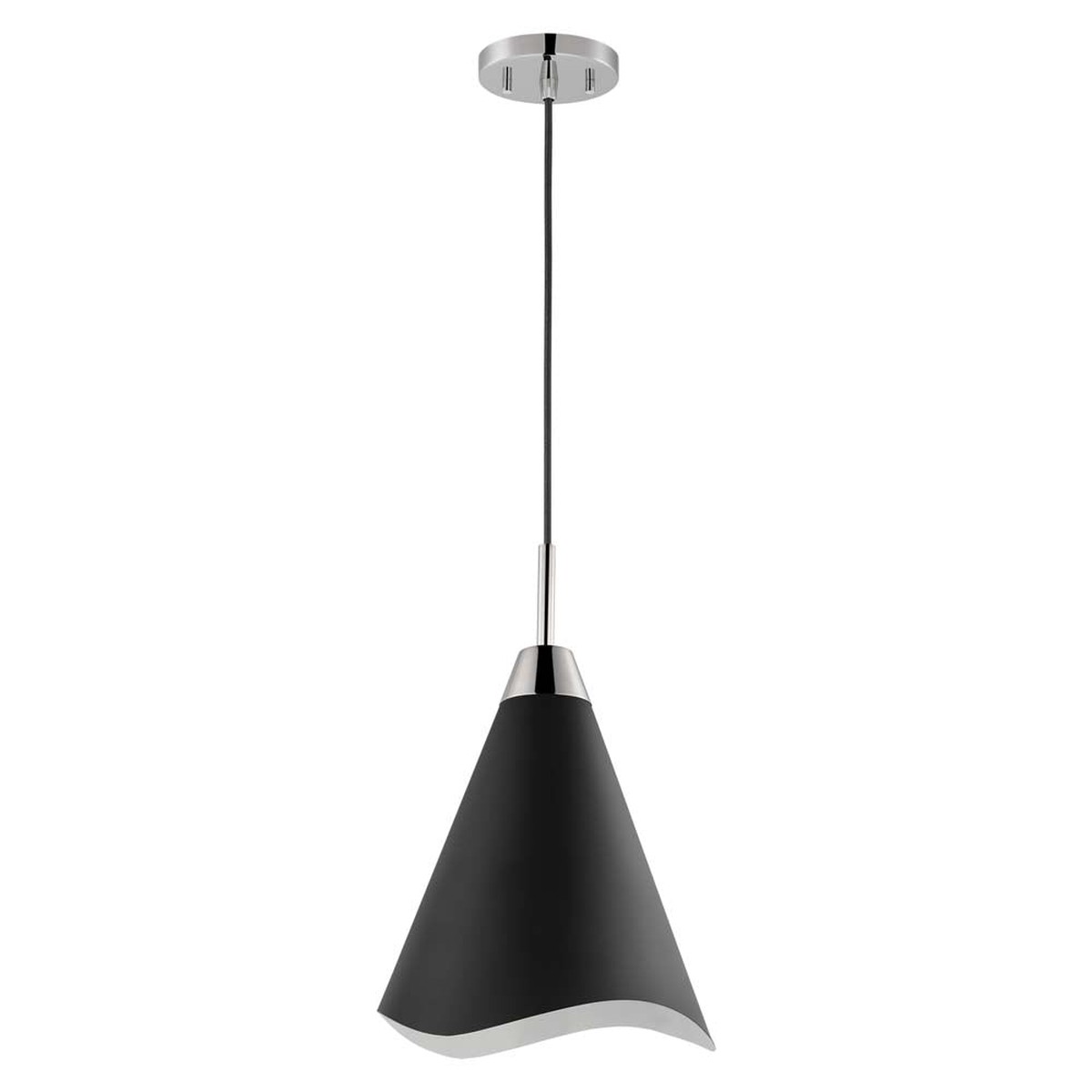 Tango 1-Light Medium Pendant Matte Black with Polished Nickel
