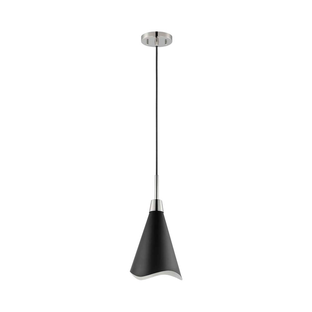 Tango 1-Light Small Pendant Matte Black with Polished Nickel