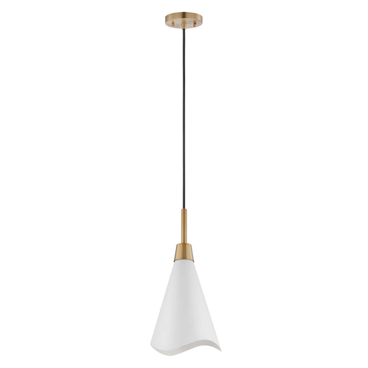 Tango 1-Light Small Pendant Matte White with Burnished Brass