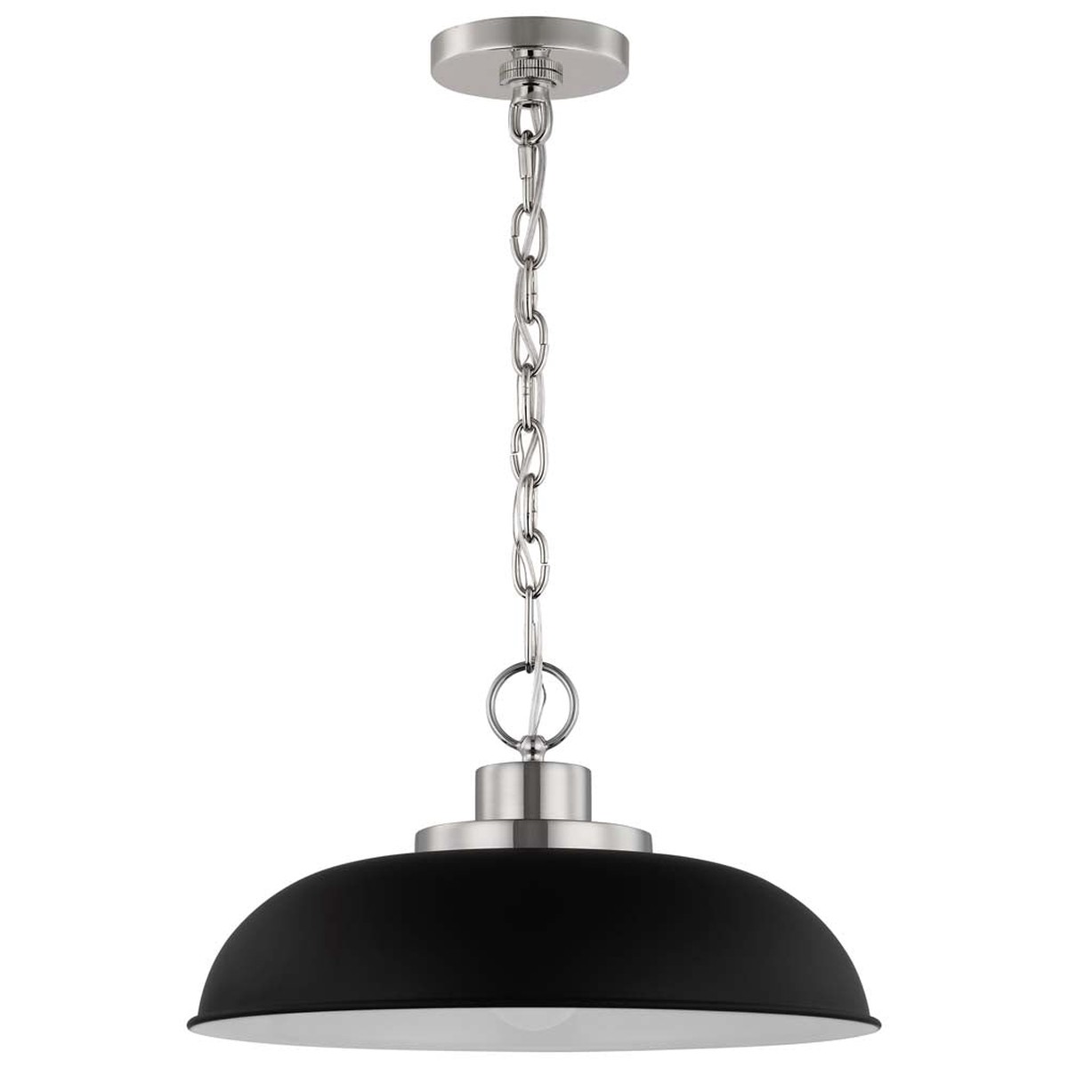 Colony 1-Light Small Pendant Matte Black with Polished Nickel