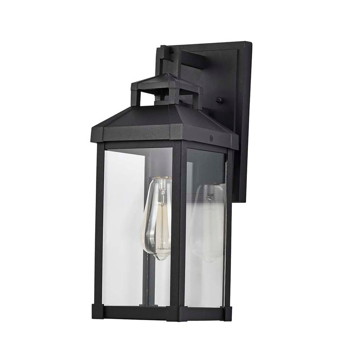 Corning Medium Wall Lantern Matte Black with Clear Glass