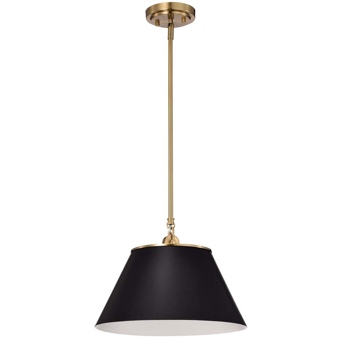 Dover 1-Light Medium Pendant Black with Vintage Brass