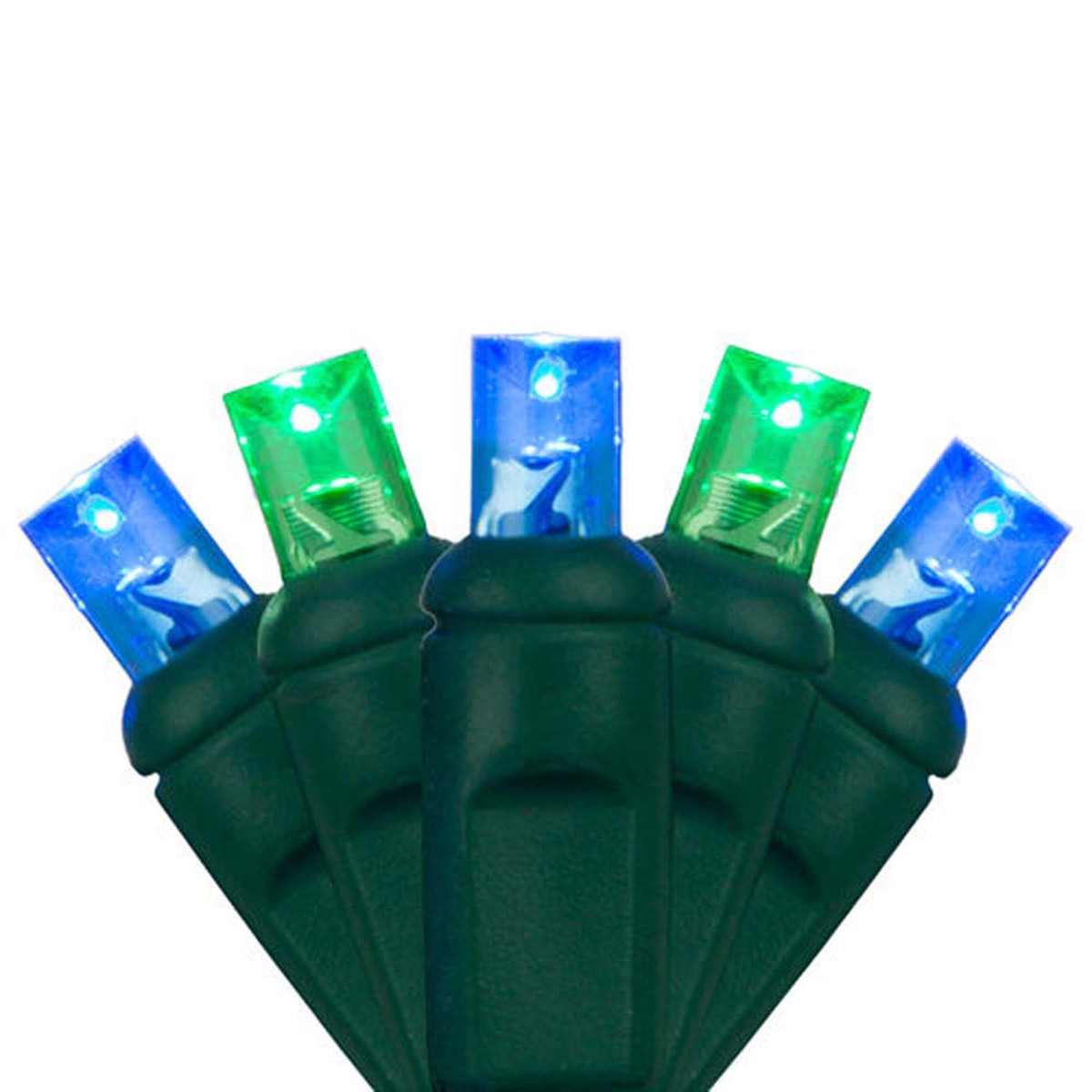 Wintergreen 70 5mm Blue Green LED Christmas Lights 4in. Spacing 120v