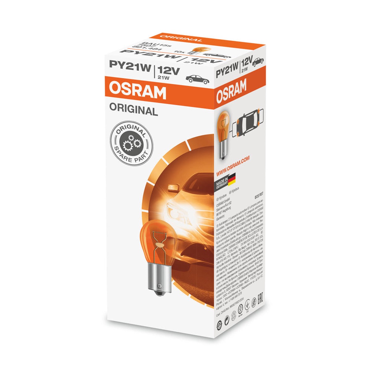 10PK - Osram 7507 PY21W 12V  BAU15s ORIGINAL High-Performance Automotive Bulb