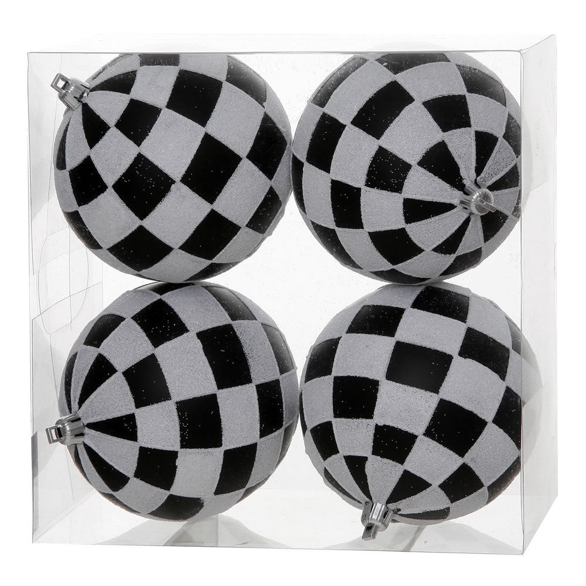 Vickerman 4 in. Black-White Glitter Ball Christmas Ornament