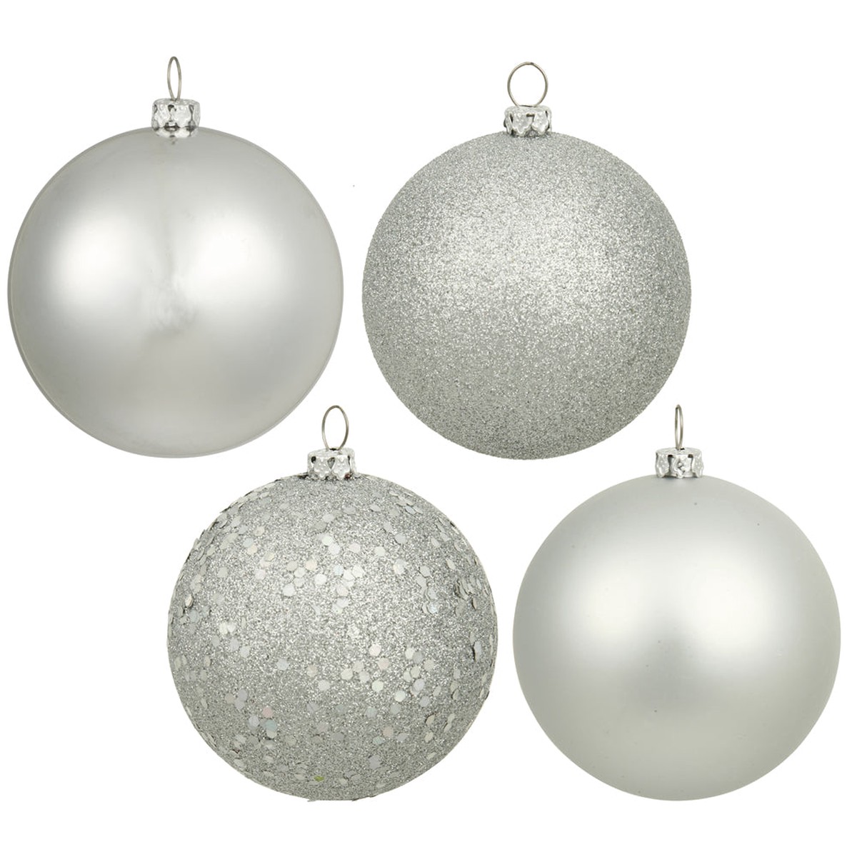 Vickerman 6 in. Silver Ball 4-Finish Asst Christmas Ornament