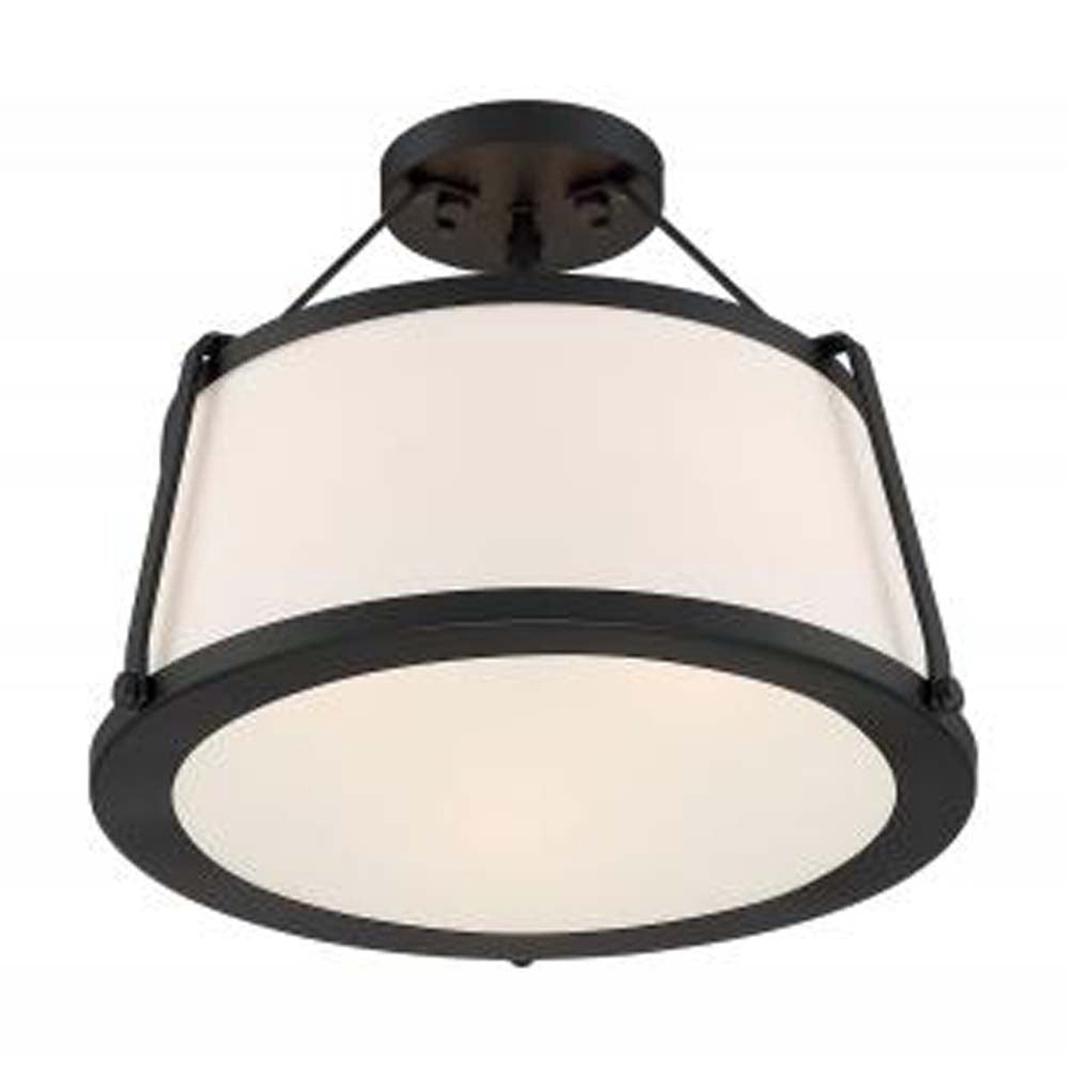 Nuvo Cutty 3-Light Semi Flush w/ Fabric Shade in Matte Black Finish