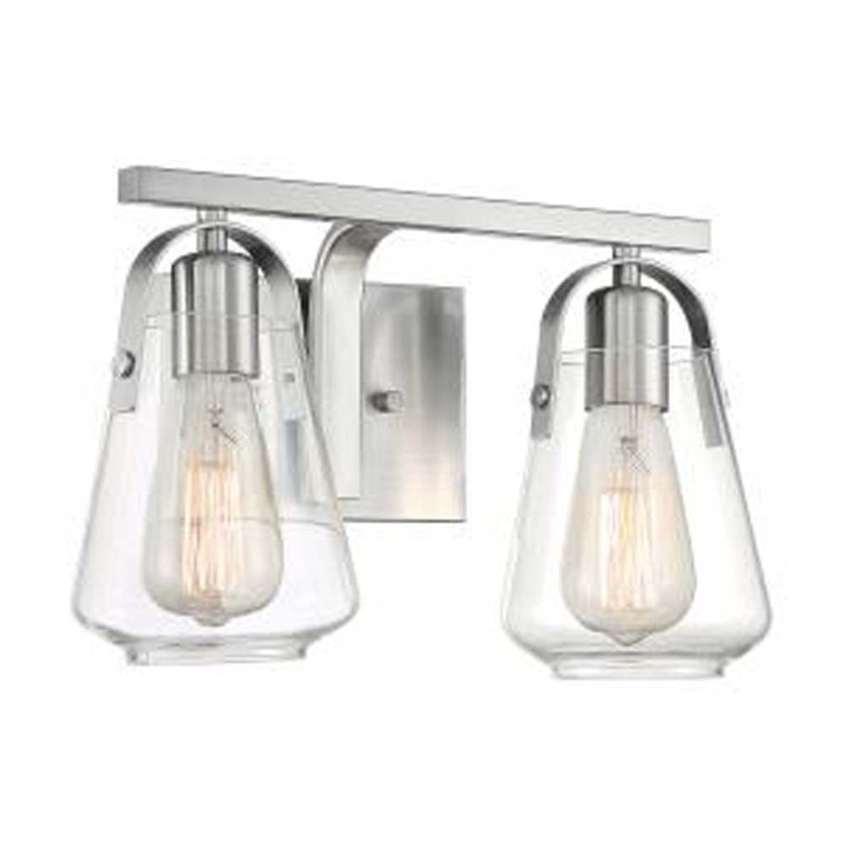 Nuvo Skybridge 2 Light Vanity w/ Clear Glass in Brushed Nickel Finish