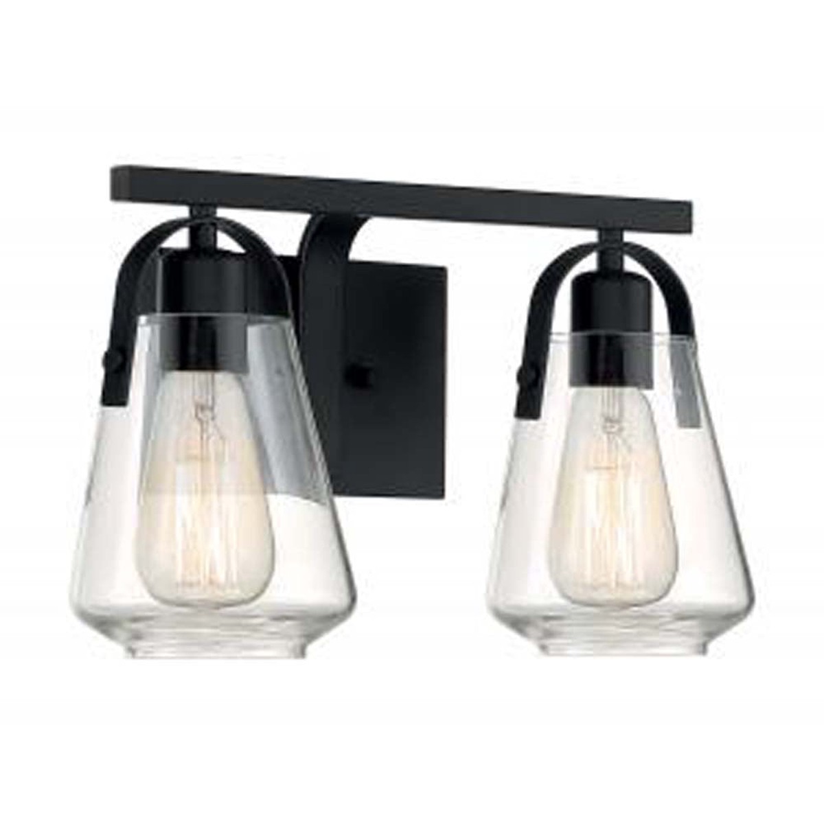 Nuvo Skybridge 2 Light Vanity w/ Clear Glass in Matte Black Finish