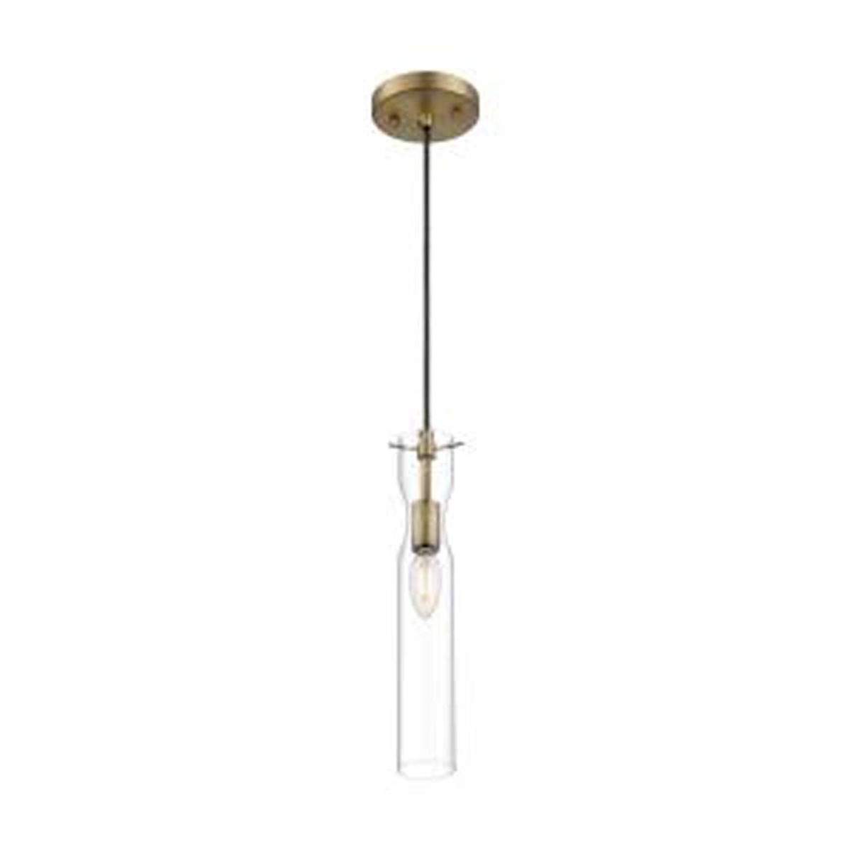 Nuvo Spyglass 1-Light Mini Pendant w/ Clear Glass in Vintage Brass Finish