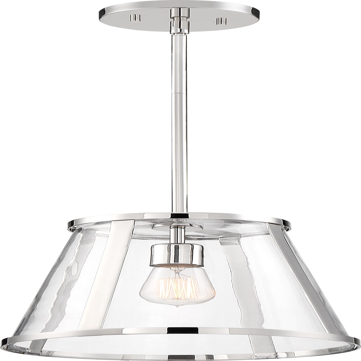 Nuvo 100W A19 Bruge Pendants 1-Light 120v Polished Nickel & Clear Shade