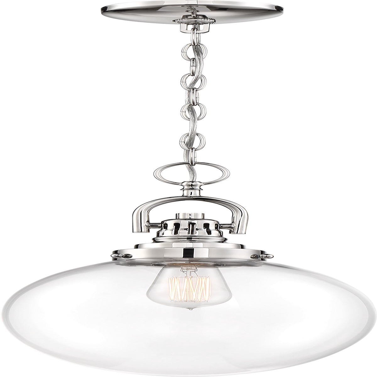 Nuvo 100W A19 Skyloft Pendants 1-Light 120v Polished Nickel & Clear Shade