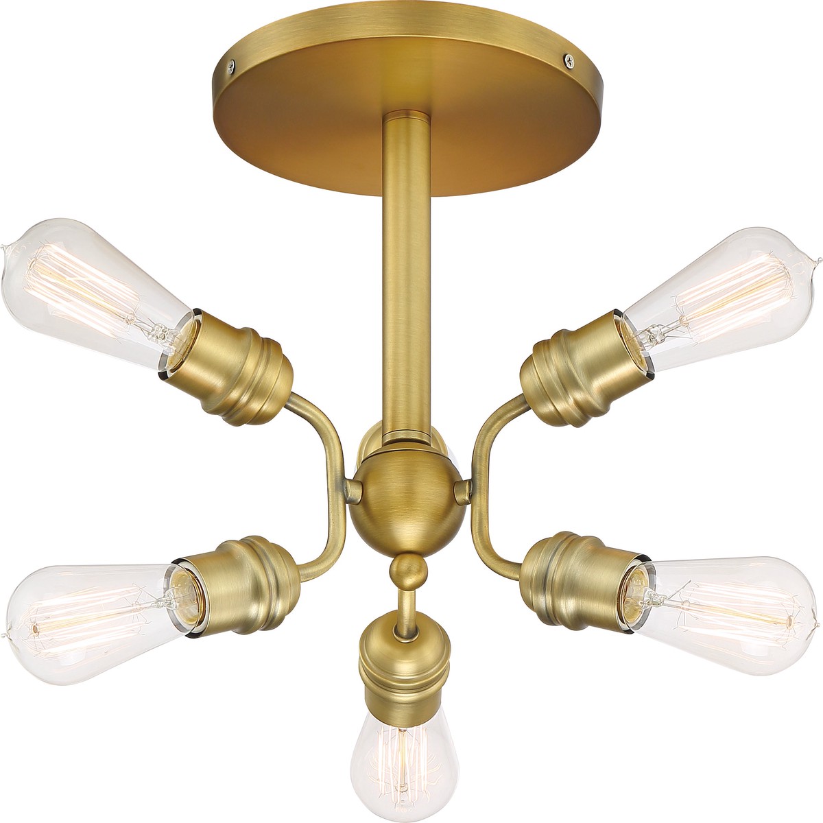 Nuvo 60w A19 Faraday Close-To-Ceiling Semi Flush 120v Brushed Brass finish