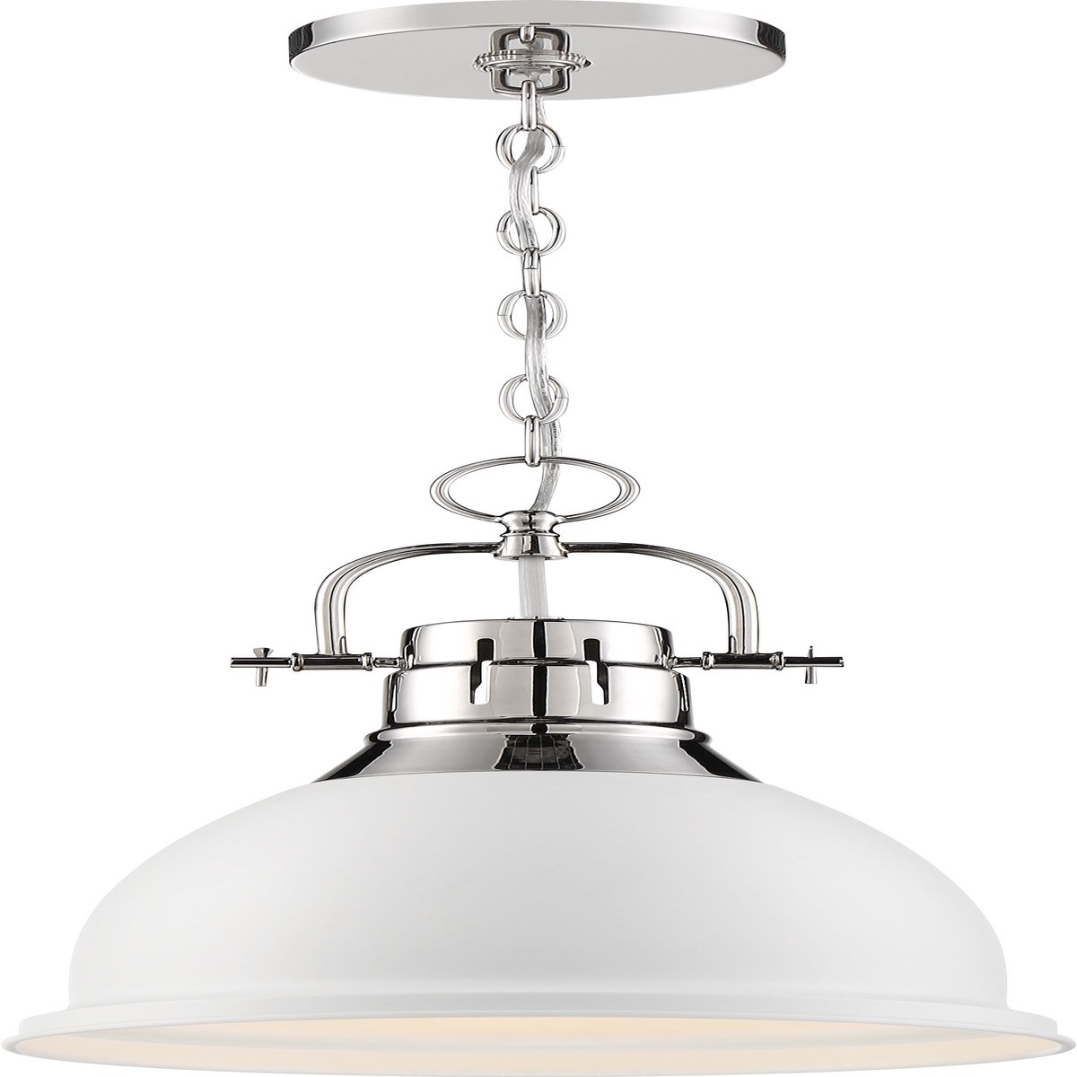 Nuvo 60w A19 Watson Pendants 1-Light 120v Polished Nickel & White Shade
