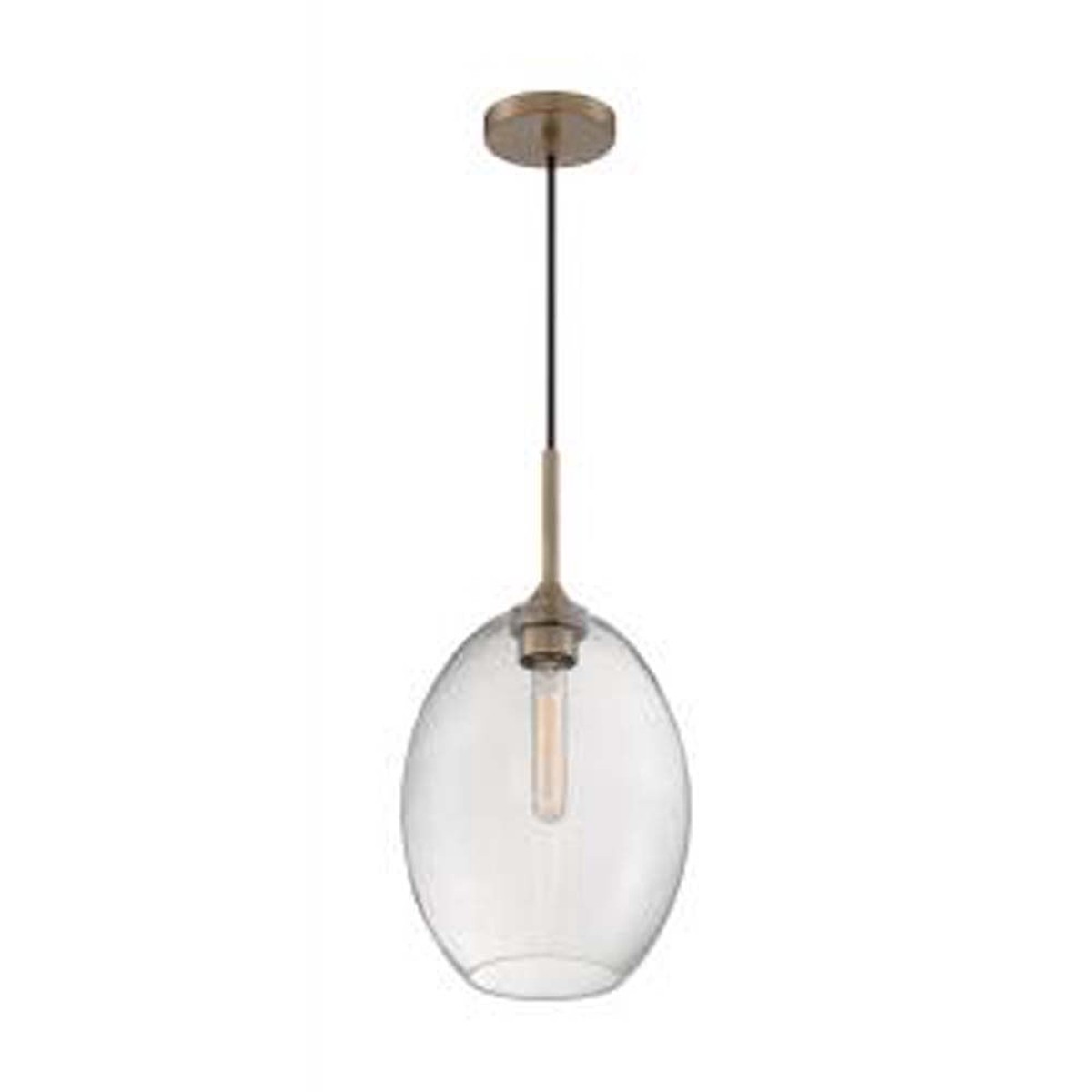 Nuvo Aria 1-Light Medium Pendant w/ Seeded Glass in Burnished Brass Finish
