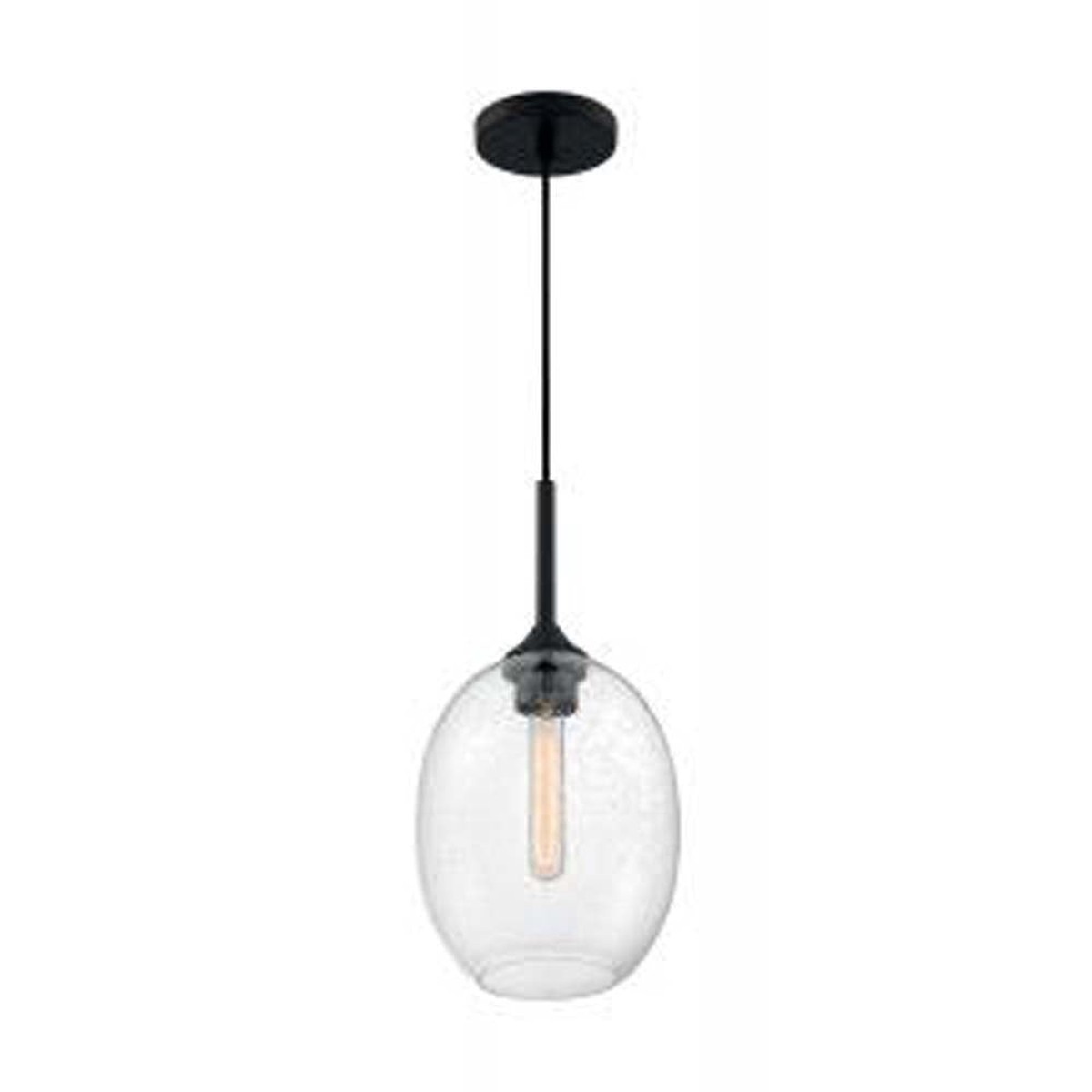 Nuvo Aria 1-Light Small Pendant w/ Seeded Glass in Matte Black Finish