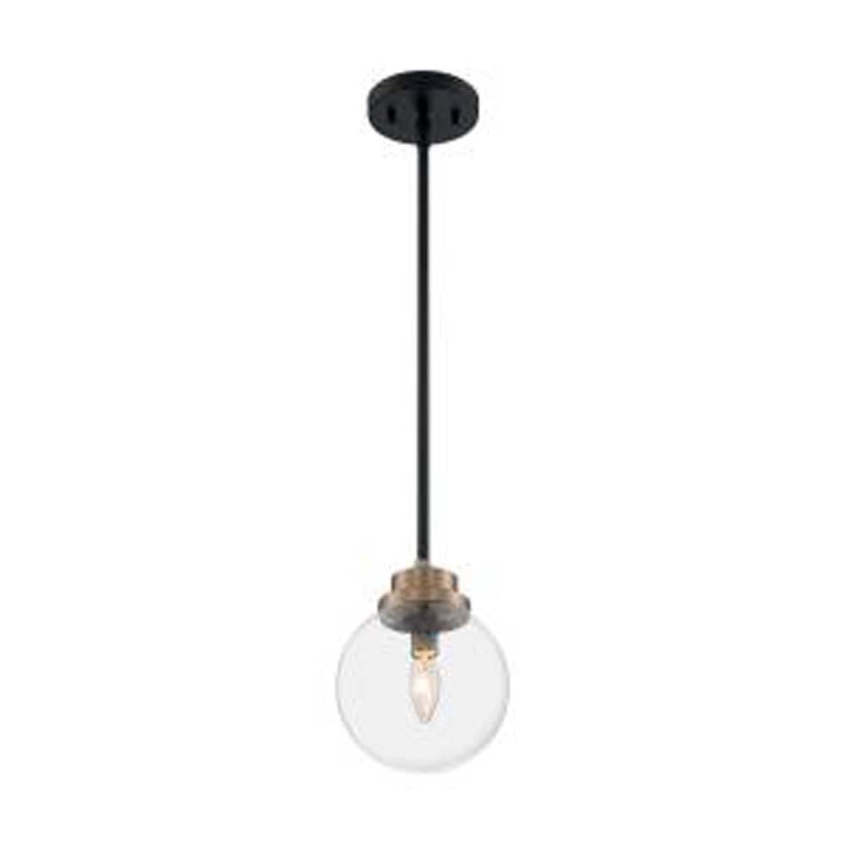 Nuvo Axis 1-Light Pendant w/ Clear Glass in Brass Accents Finish