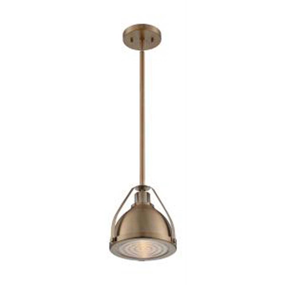 Nuvo Barbett 1-Light Small Pendant w/ Fresnel Glass in Burnished Brass Finish