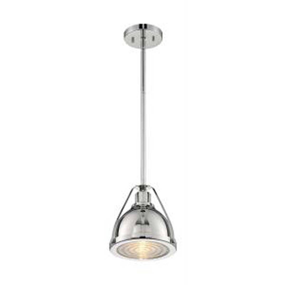 Nuvo Barbett 1-Light Small Pendant w/ Fresnel Glass in Polished Nickel Finish