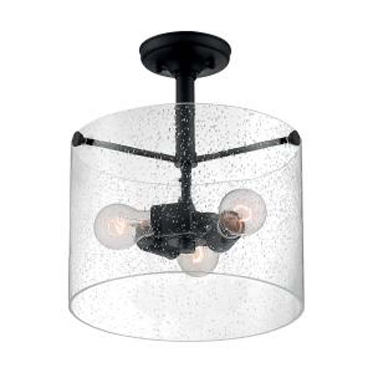 Nuvo Bransel 3-Light Semi Flush w/ Seeded Glass in Matte Black Finish