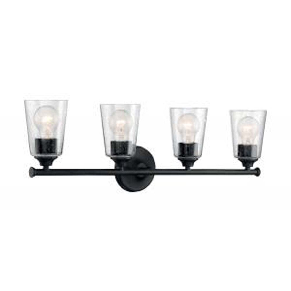 Nuvo Bransel 4-Light Vanity w/ Seeded Glass in Matte Black Finish