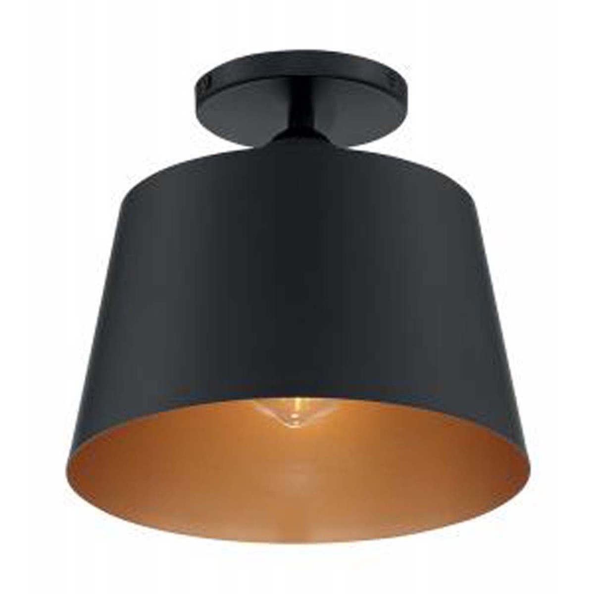Nuvo Motif 1-Light Semi Flush w/ Black & Gold Accents Finish