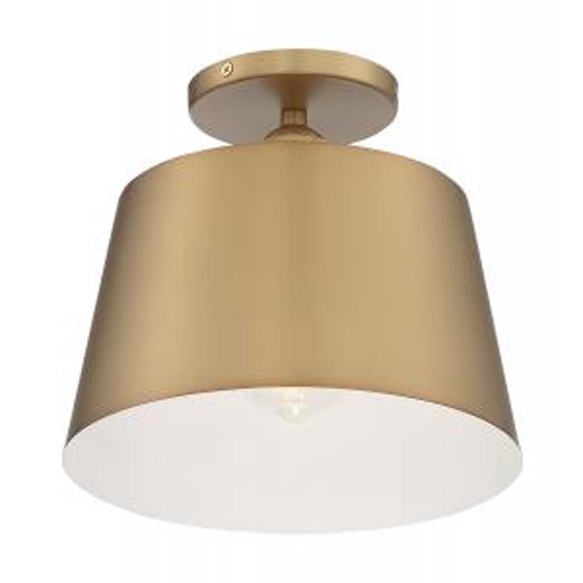 Nuvo Motif 1-Light Semi Flush w/ White Accent Brushed Brass in White Accents
