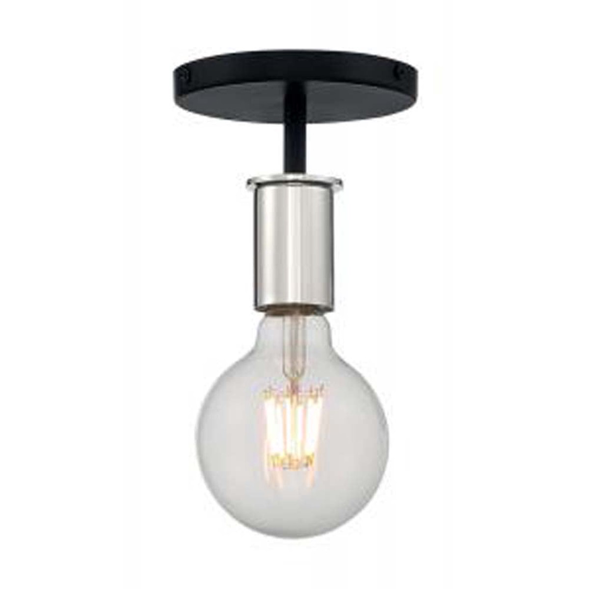 Nuvo Ryder 1-Light Semi Flush w/ Black & Polished Nickel Finish