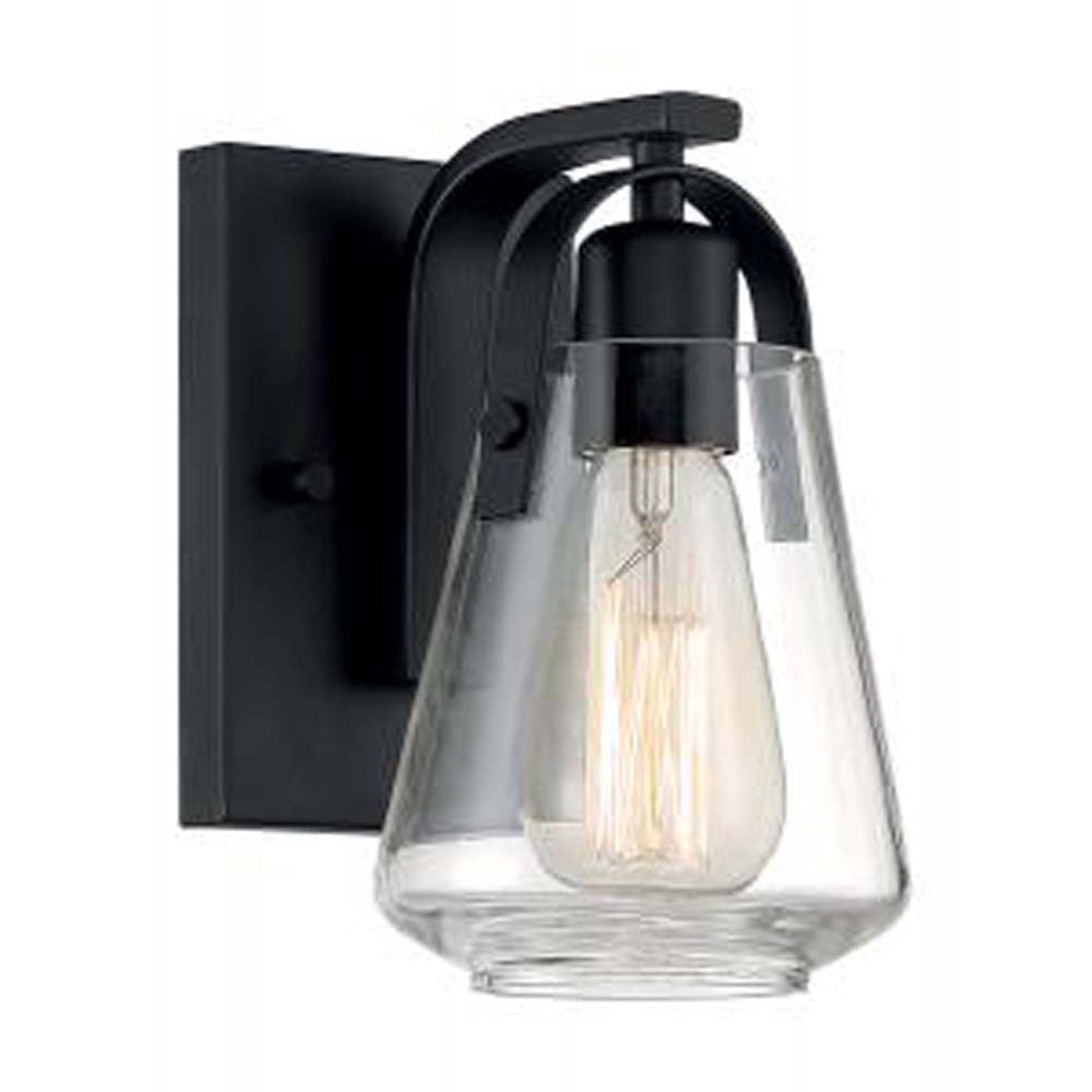 Nuvo Skybridge 1-Light Vanity w/ Clear Glass in Matte Black Finish