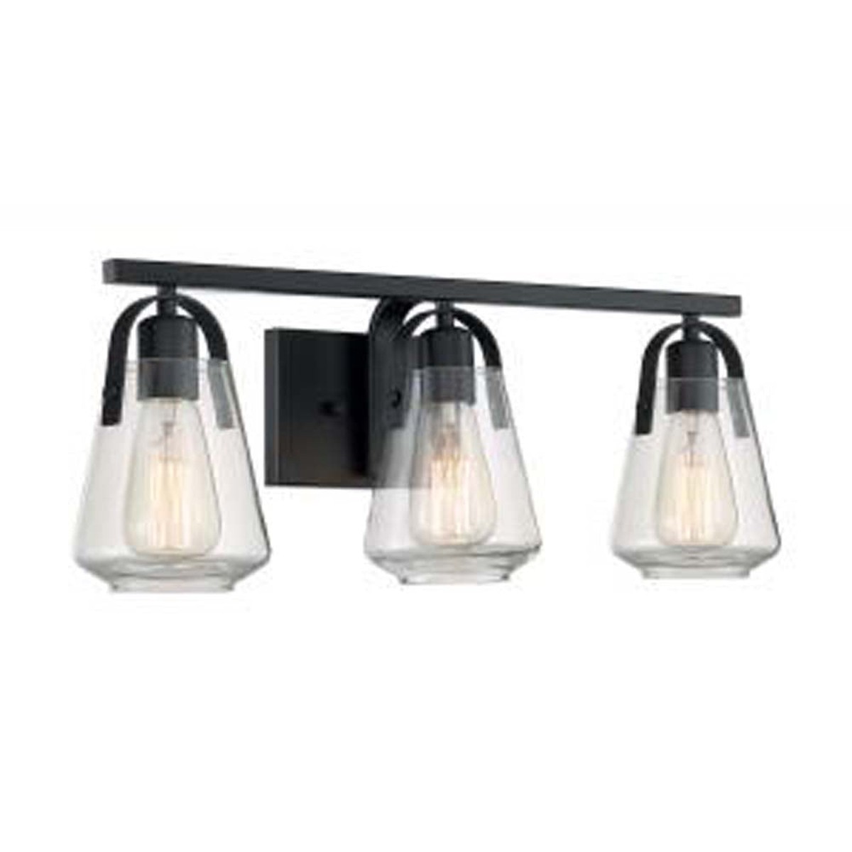 Nuvo Skybridge 3-Light Vanity w/ Clear Glass in Matte Black Finish