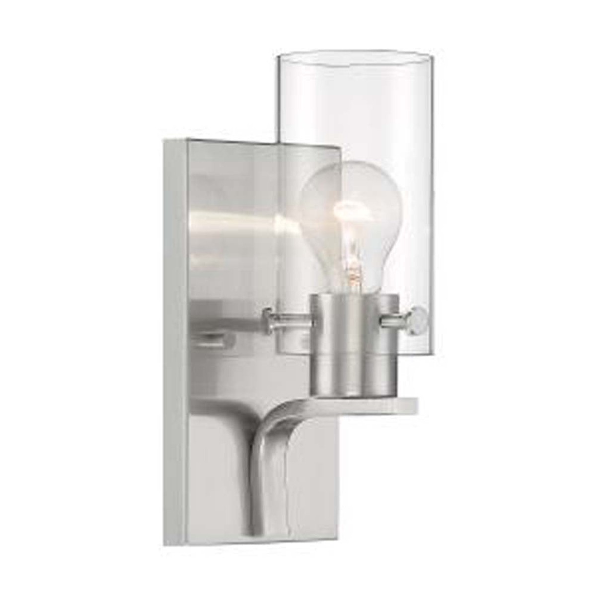 Nuvo Sommerset 1-Light Vanity w/ Clear Glass in Brushed Nickel Finish