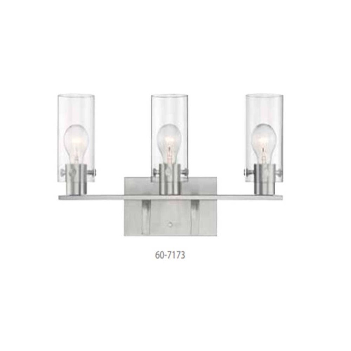 Nuvo Sommerset 3-Light Vanity w/ Clear Glass in Brushed Nickel Finish