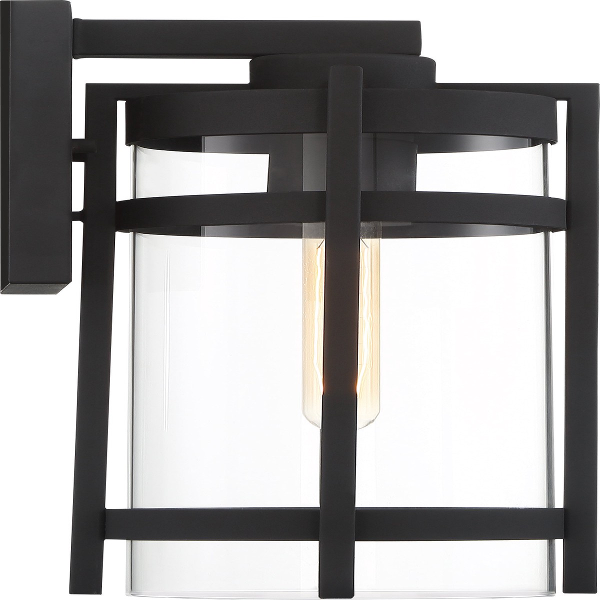 Nuvo Tofino 1-Light Large Wall Lantern w/ Clear Seeded Glass in Textured Black