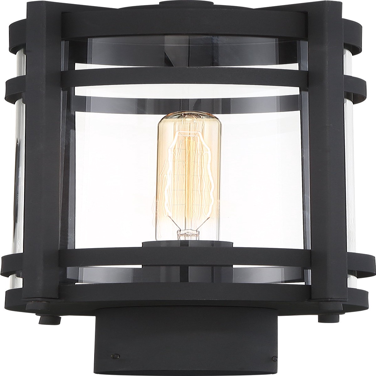 Nuvo Tofino 1-Light Post Lantern w/ Clear Seeded Glass in Textured Black