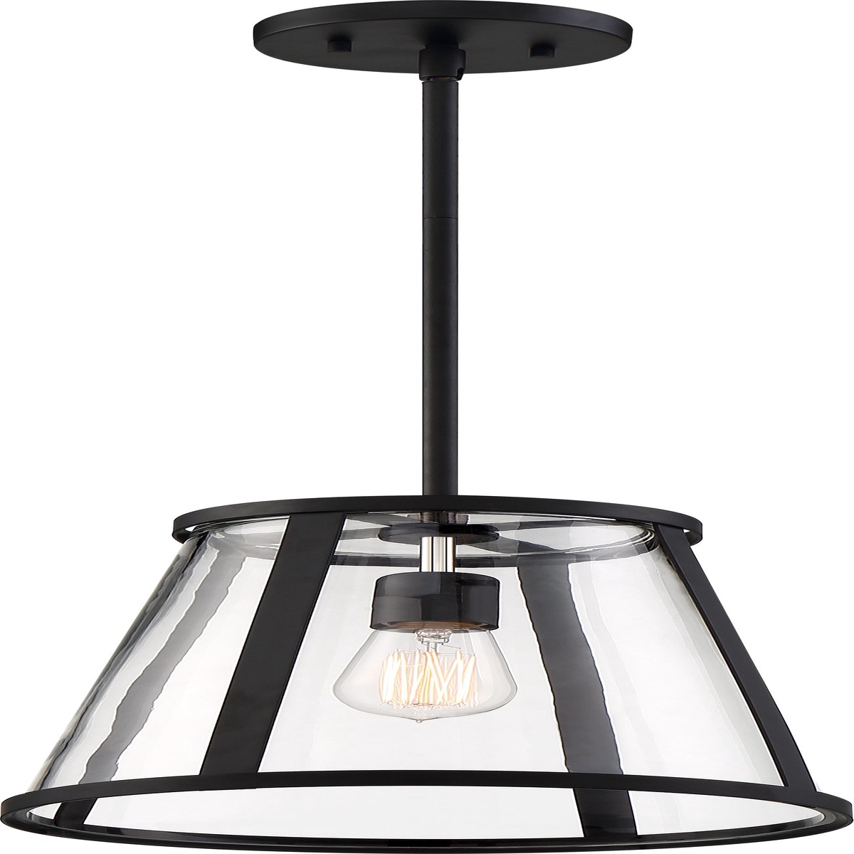Nuvo 100W A19 Bruge Pendants 1-Light 120v Matte Black & Clear Shade