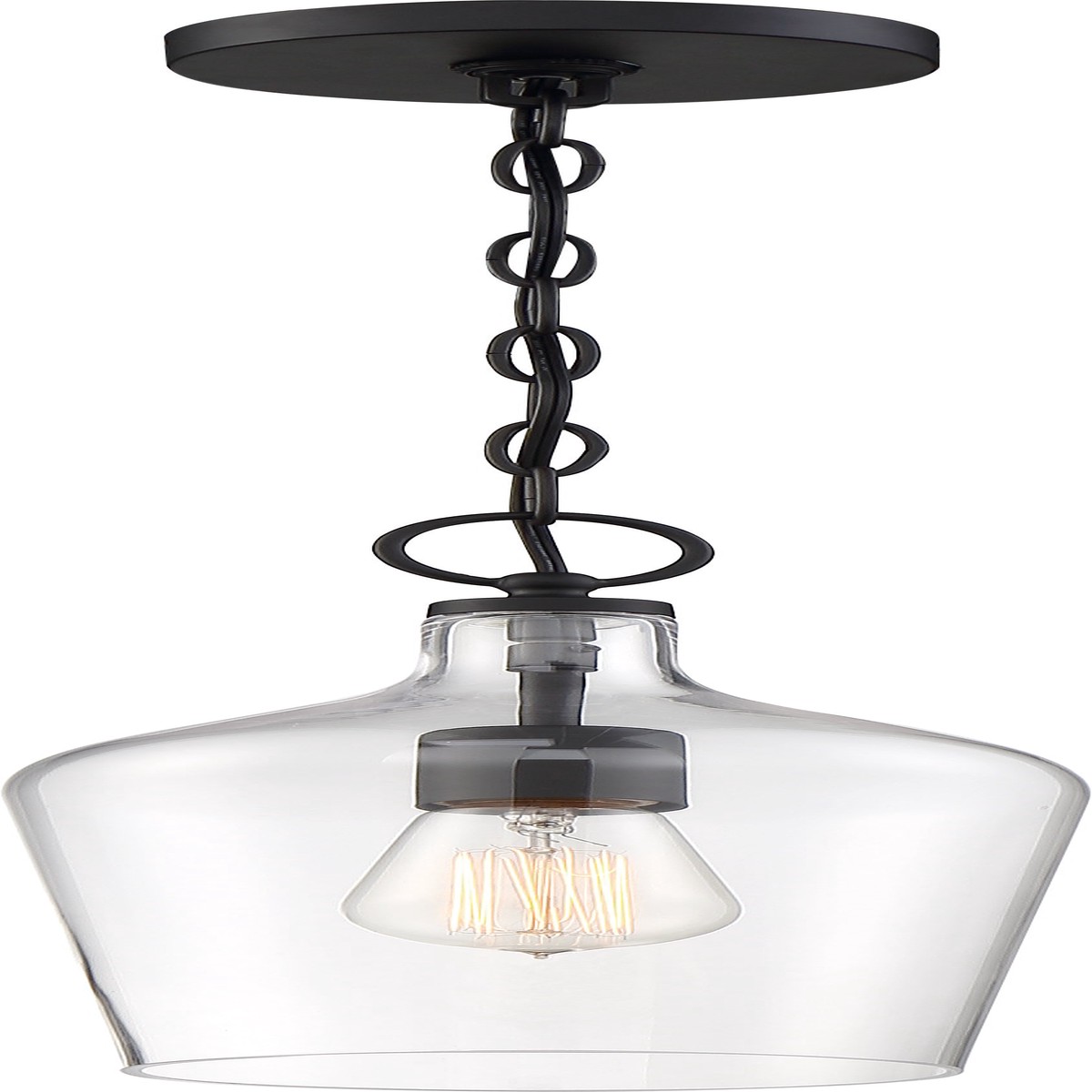Nuvo 100W A19 Hartley Pendants 1-Light 120v Matte Black & Clear Shade
