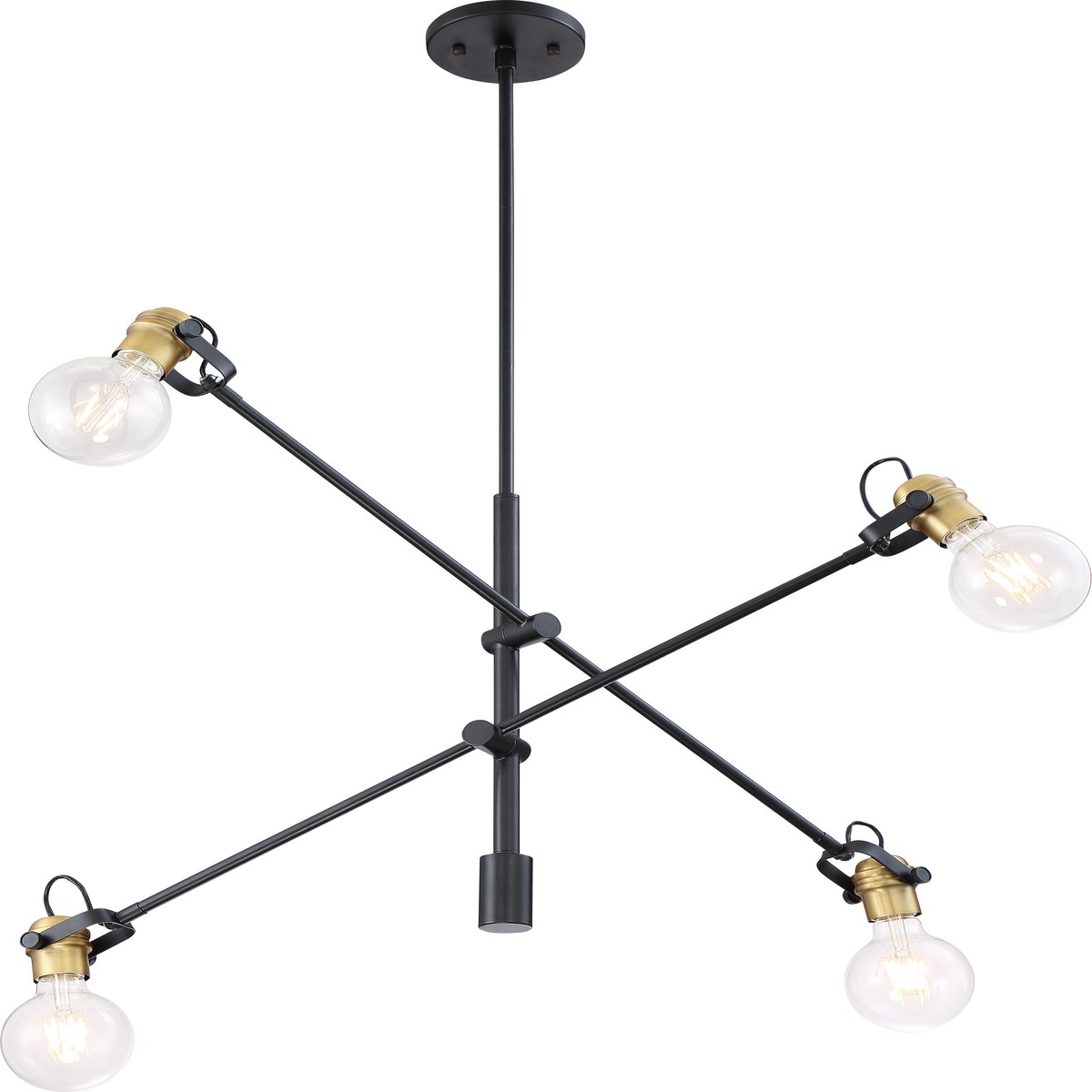 Nuvo 100W A19 Mantra Pendants 4-Light 120v Black Brushed Brass finish