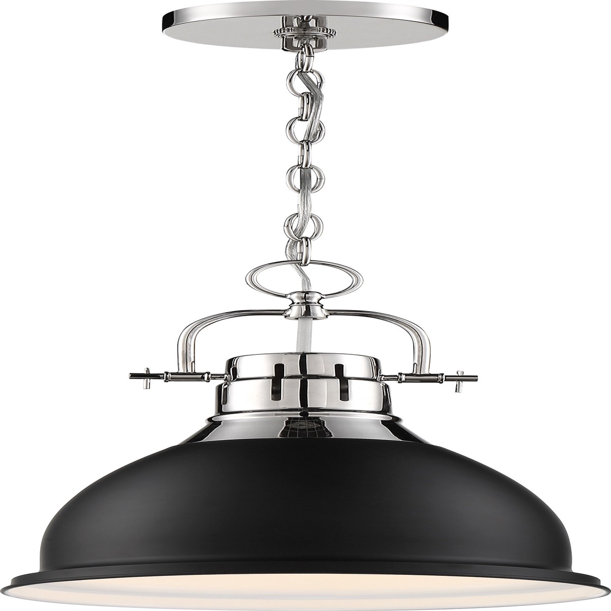 Nuvo 60w A19 Watson Pendants 1-Light 120v Polished Nickel & Matte Black Shade