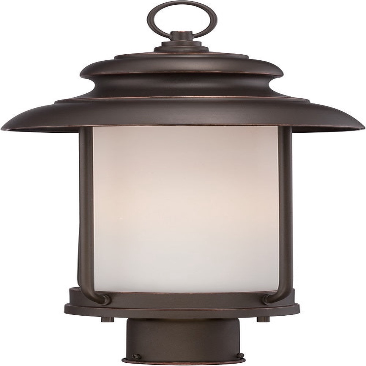 Nuvo 10 inch Bethany LED Outdoor Post Bronze Light Pendant Satin White Glass