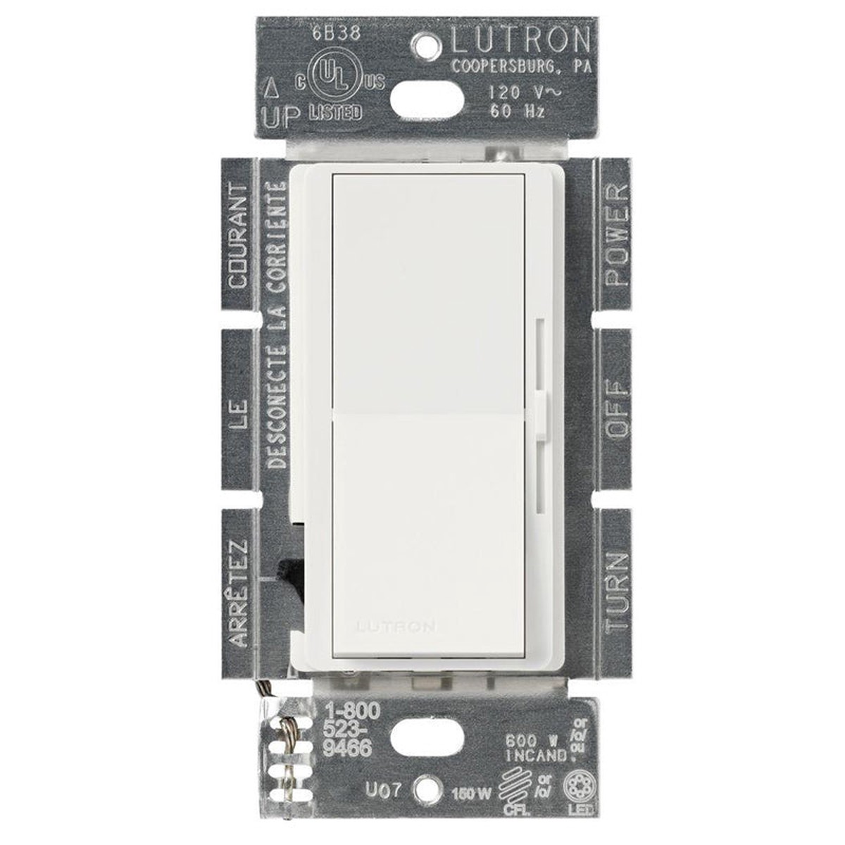 Lutron Diva 150-Watt Single-Pole/3-Way for CFL-LED Dimmer Light Bulbs - White