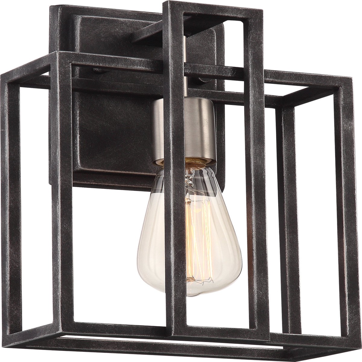 Lake 1-Light Wall Sconce in Iron Black with Brushed Nickel Accents Finish 2700K