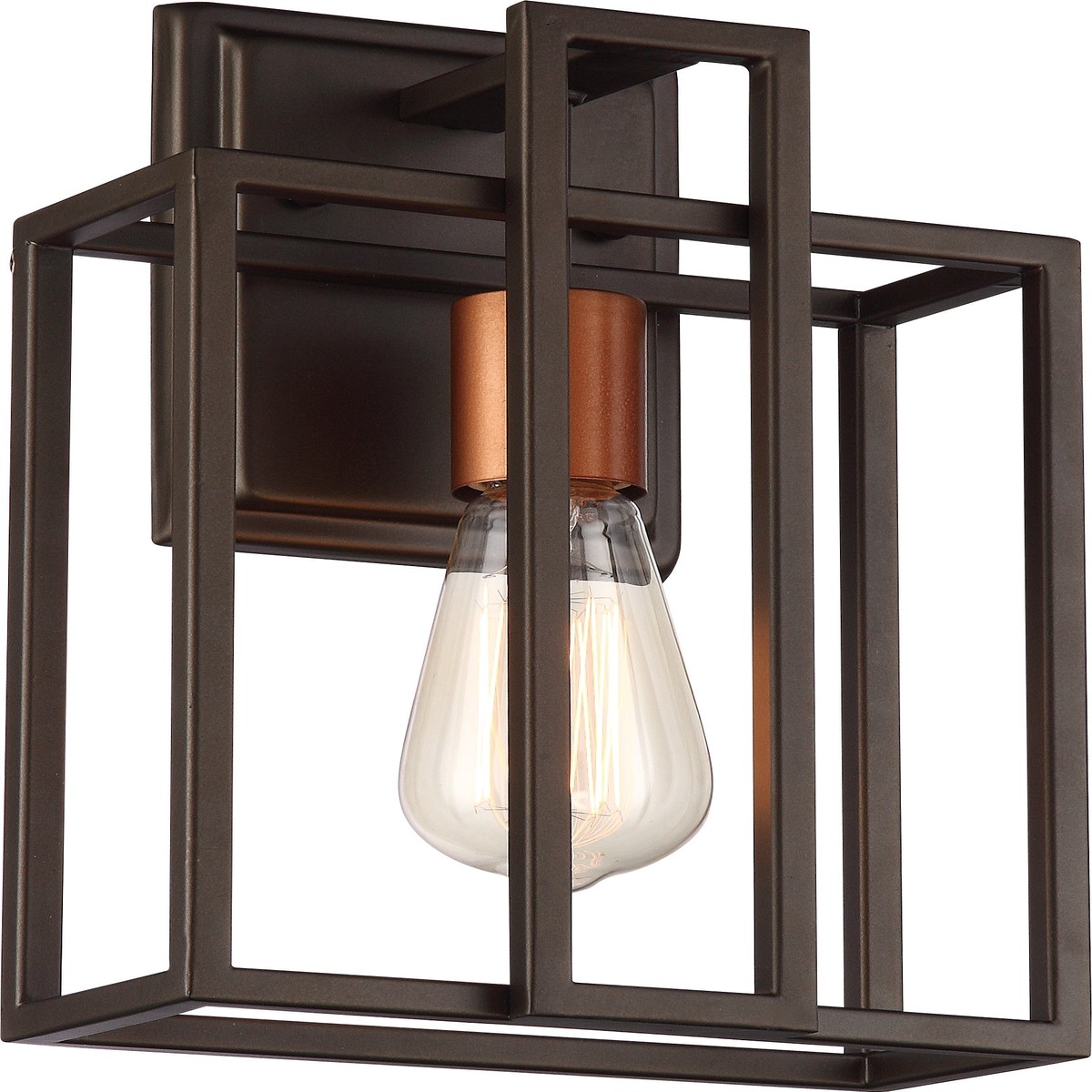 Lake 1-Light Wall Sconce Light Fixture in Bronze with Copper Accents Finish